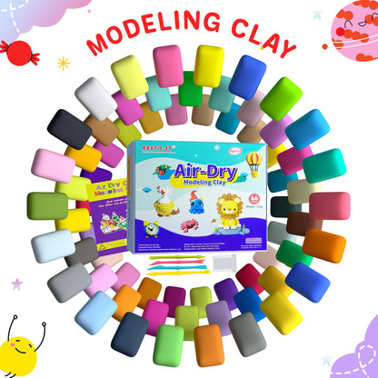 Aestd-ST Air Dry Clay 66 Colors, Modeling Clay for Kids, DIY Model Magic Clay, Molding Clay Kit with Sculpting Tools, Non-Sticky Soft and Super Light, Arts and Crafts Gift for Boys Girls Kids