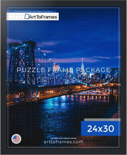 24x30 INCH/61x76.2 CM 1000 1.25 Inch (PuzzleFRBW26079-24x30) ArtToFrames Black Frame for Piece Puzzles.This Custom MDF