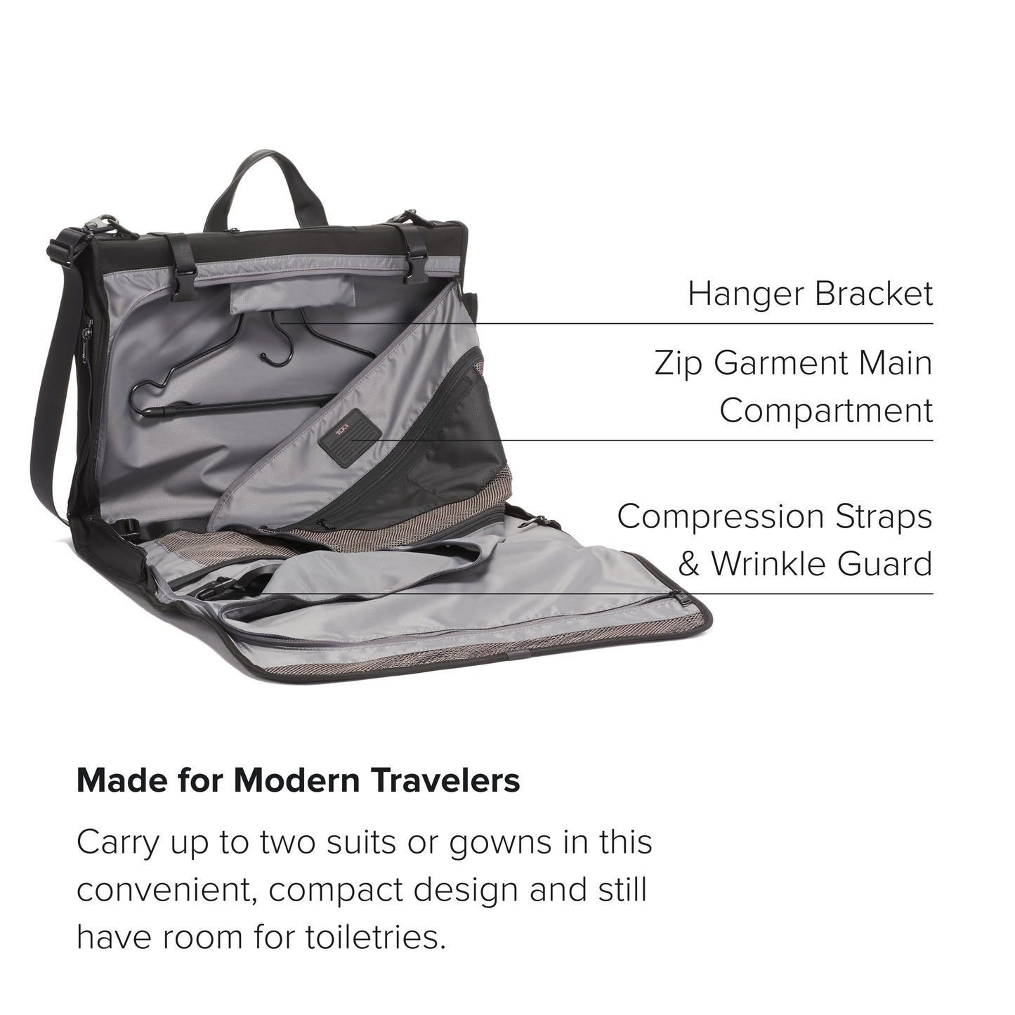 TUMI - Alpha Garment Bag Tri-Fold Carry-On - Business Travel Garment Bag - Fits Suits And Gowns - Top Carry Handles - Black