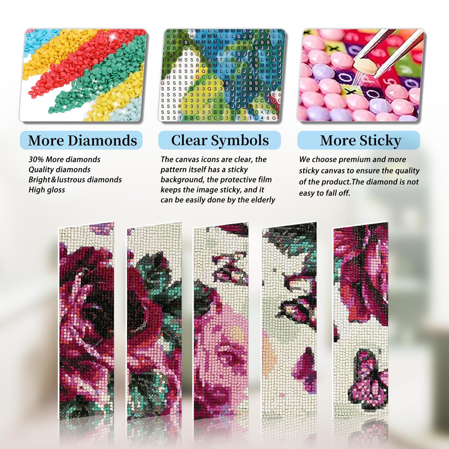12 Pack Flowers Diamond Art Kits Packs for Adults, 5D Diamond Painting Kit Sets with Tools for Beginners DIY Full Drill Diamonds Paintings Crafts Gem Art by Number Gift Home Wall Decor (12x16 Inch)