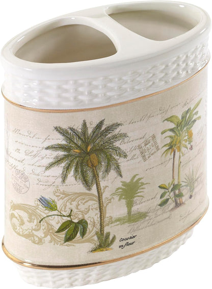 Avanti Linens Colony Palm Collection - Ceramic Toothbrush Holder, Tropical Inspired Bathroom Accessories