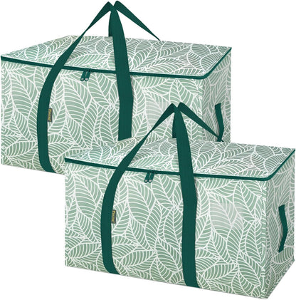 BALEINE Oversized Moving Bags - Heavy-Duty Storage Totes with Reinforced Handles | 2-Pack Antique Foliage