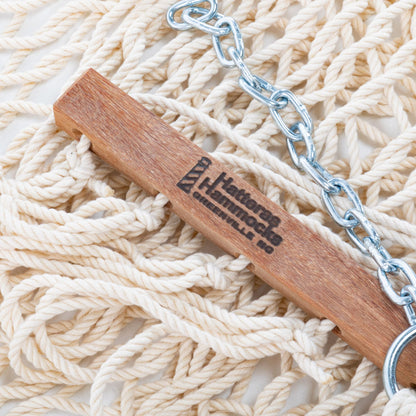 Hatteras Hammocks Deluxe Oatmeal Duracord Rope Hammock with Free Extension Chains & Tree Hooks, Handcrafted in The USA, 450 LB Weight Capacity, 13 ft. x 60 in