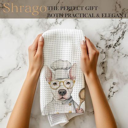Shrago 16x24 Inch Funny Bull Terrier Dog Kitchen Towels, Bull Terrier Gifts for Women Dish Tea Towels for Kitchen, Dog