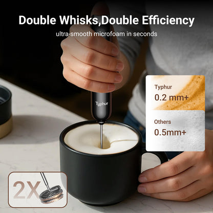 InstaWhisk Milk Frother with Variable Speed, Rechargeable Coffee Frother Wand with Detachable Double Whisk, Drink Mixer Handheld Electric Stirrer for Latte, Cappuccino, Matcha, Almond Milk (Orange)
