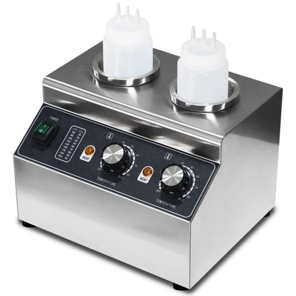 Electric Cheese Sauce Warmer Nacho Cheese Dispenser Warmer ， Commercial Cheese Dispenser, Hot Fudge Bottle Warmer for Cheese Chocolate Hot Fudge Caramel 86-185℉ 110V