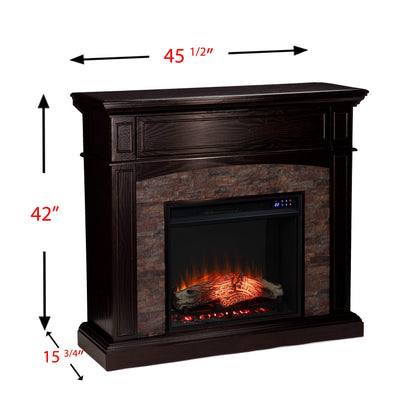 SEI Furniture - Grantham Convertible Touch Screen Electric Fireplace - Transitional Design, Brown Glass and Wood - Ideal for Living Room, Bedroom (FR9359)