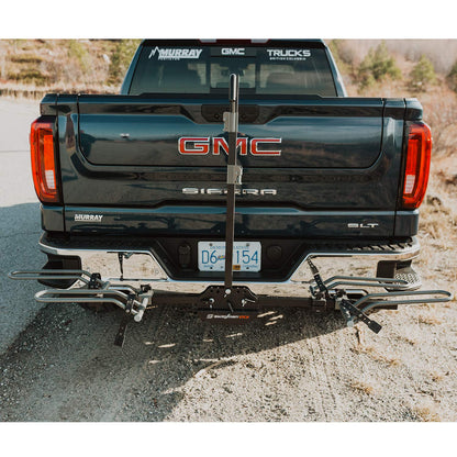 Swagman XTC2 Hitch Mount Bike Rack – Platform Carrier for 2 Bikes, Ratcheting Hook System, Compact Clam-Shell Folding Design
