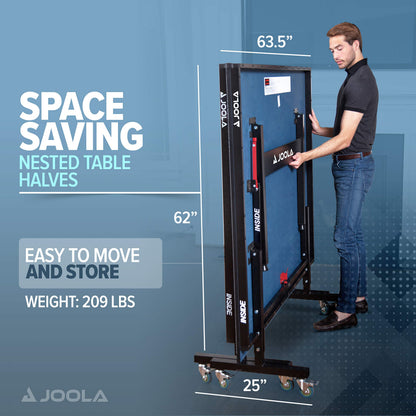 JOOLA Inside - Professional MDF Indoor Table Tennis Table with Quick Clamp Ping Pong Net and Post Set - 10 Minute Easy Assembly - Ping Pong Table with Single Player Playback Mode