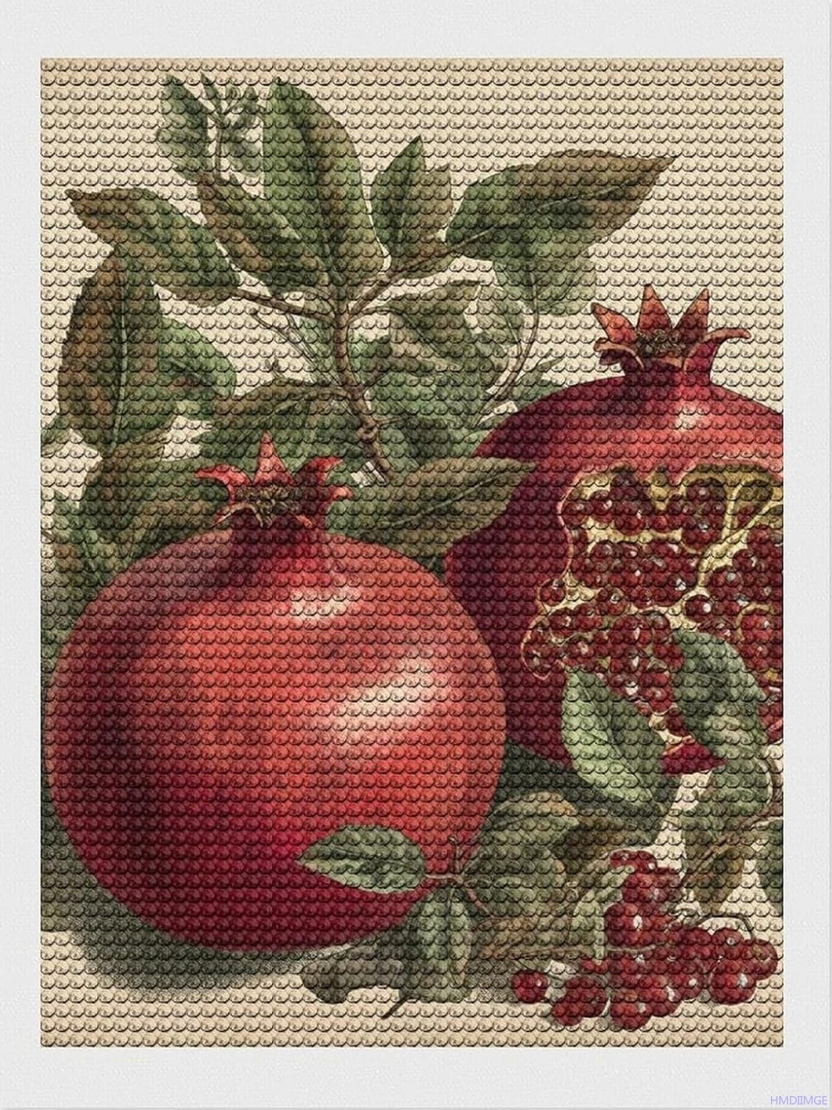 HMDIIMGE Berries of Pomegranate Diamond Painting Kit, DIY Canvas Art Decor with Drill Pen, Tray and Wax, Waterproof Sparkling Wall Craft for Home Decor, Birthdays, Christmas 12x16 Inch