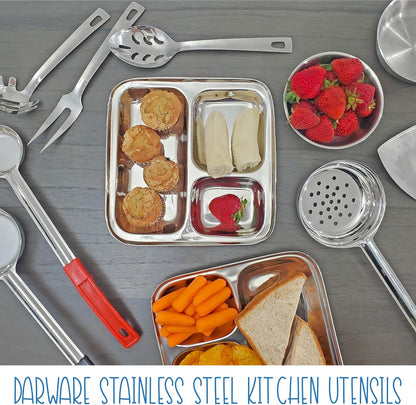 Darware Complete Serving Set, 6-Piece Silver, Includes Pasta Server, Fork, Slotted Spoon, Ladle, Cake/Casserole Server
