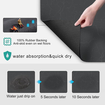 Golener Coffee Bar Mat, Under Coffee Maker Mat, 23"x15" Coffee Tray Mat Under Coffee Machine, Dark Gray Rubber Mat