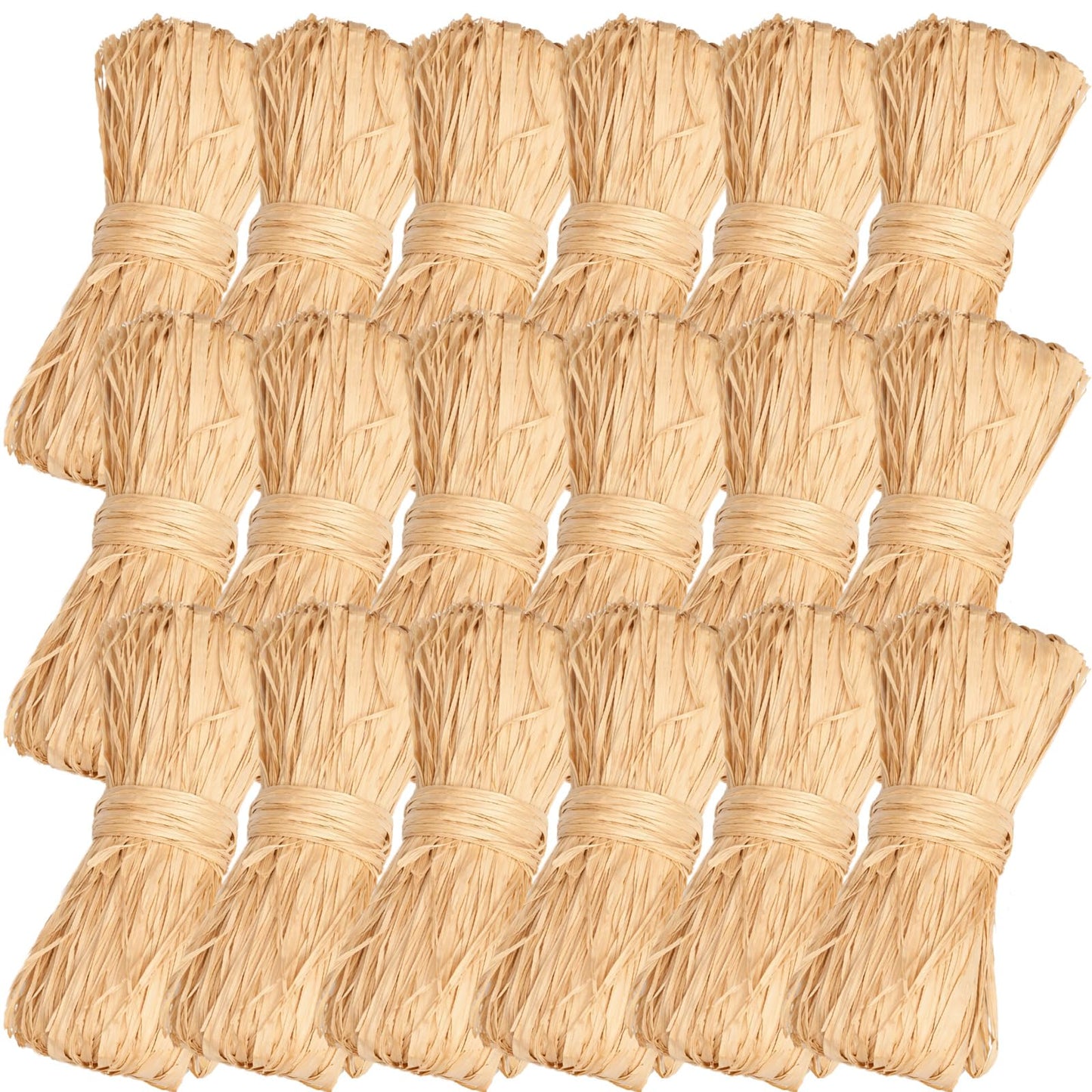 Woanger 18 Pcs Natural Raffia Ribbon Raffia Straw for Florist Bouquets Decoration for Wrapping Birthday 4th of July Wedding Halloween Easter Anniversary Florist Supplies