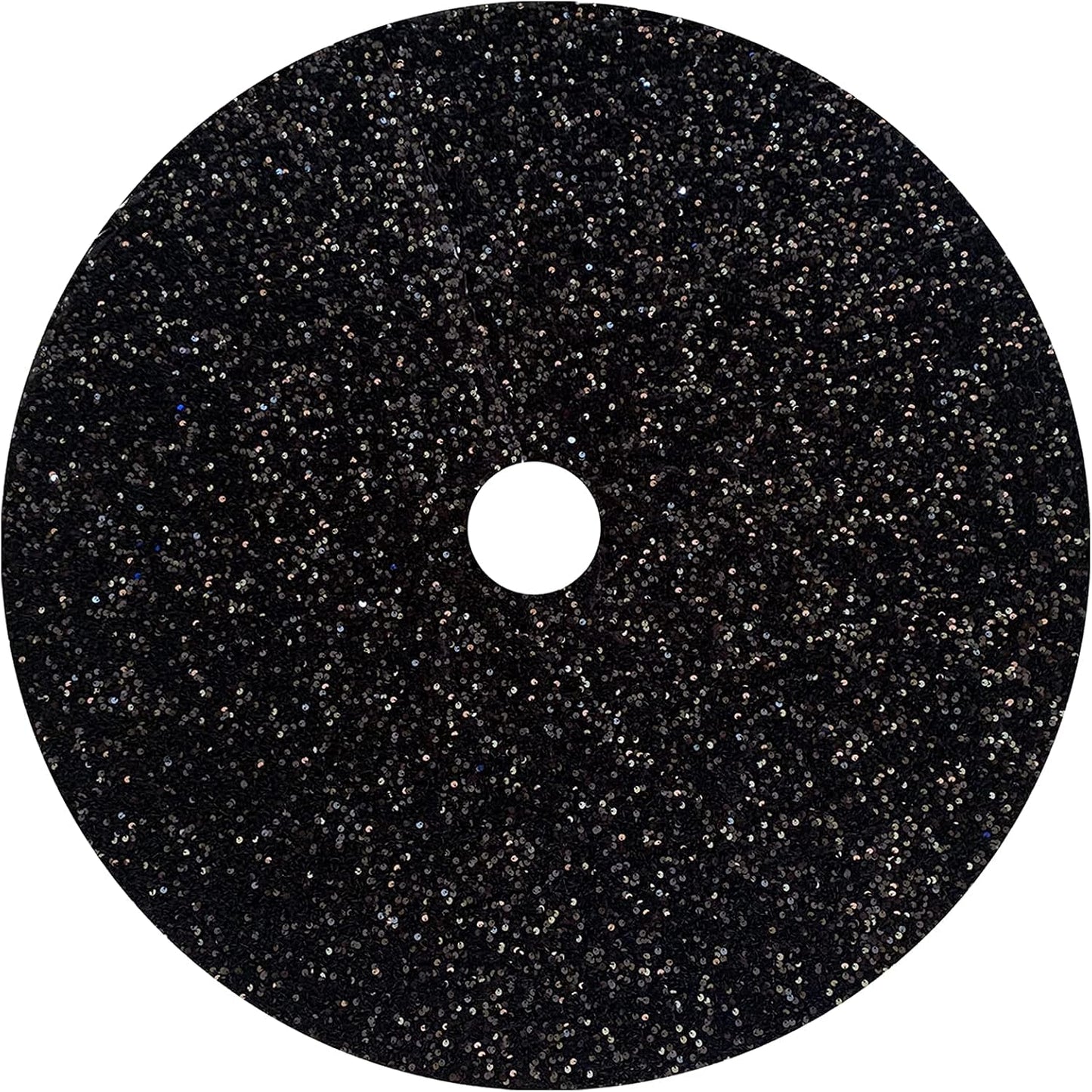 FUHSY Black Christmas Tree Skirt, 21 Inch Sequin Velvet Tree Cover Mat for Home Ornaments and Holiday Decor