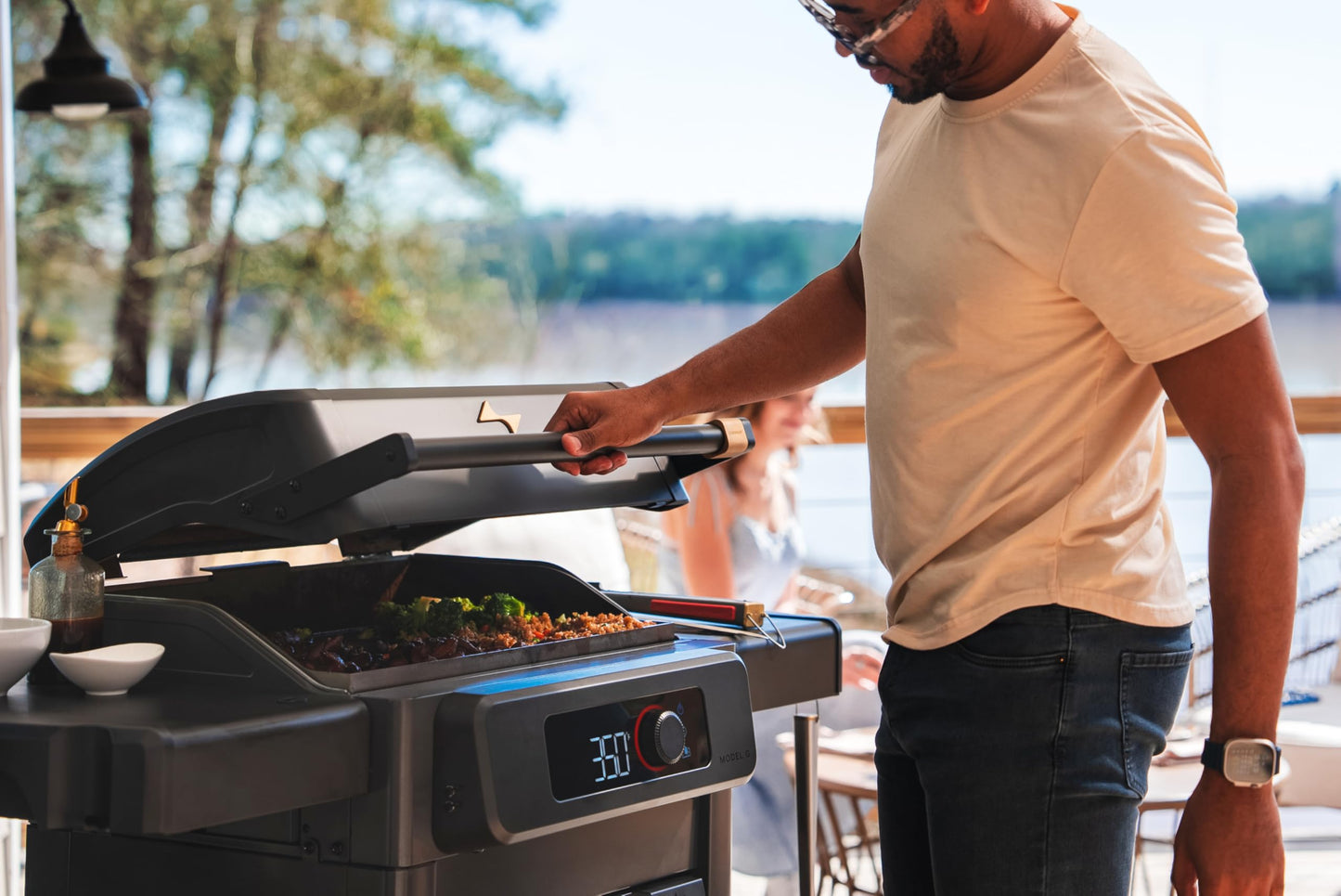 Current® Model G Griddle, Smart Electric Outdoor Flat Top BBQ Grill with 200°F to 600°F Range for Searing & Roasting, Digital Precision, Apartment-Friendly & Weather-Resistant, Slate