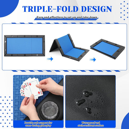 Hillsuren 86.2" x 43.5" Poker Table Tops for 8 Feet Pool Tables 10 Player Poker Table Game Billiard Pool Convertible Cover Mat Waterproof and Foldable, Blue