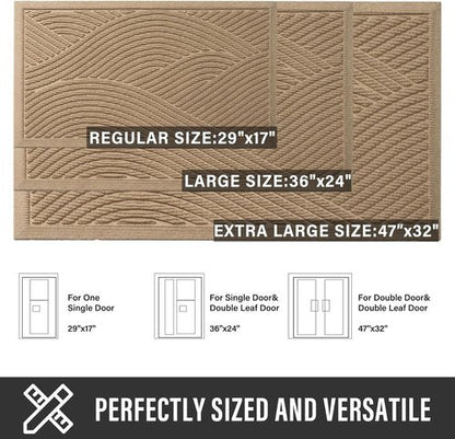 HIYARD Sturdy Front Door Mat - Absorbent, Non-Slip, Stain Resistant | 36x24 Beige Indoor/Outdoor Mat