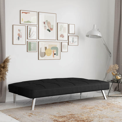 Serta® Rane Futon Sofa Bed 66.1", 3-in-1 Convertible Couch Sleeper for Small Spaces, Tufted Back, Twin Size Guest Bed, Black Woven Fabric