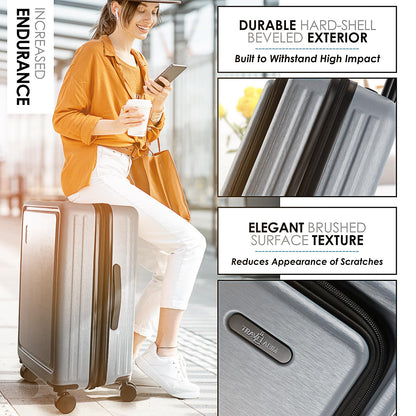 TRAVELARIM Hard Shell Luggage Sets with Spinner Wheels 4 Piece, Expandable Large Suitcases with TSA Lock, Travel Large Suitcase Set, Teal Luggage Set