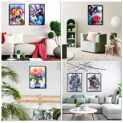 12 Pack Flowers Diamond Art Kits Packs for Adults, 5D Diamond Painting Kit Sets with Tools for Beginners DIY Full Drill Diamonds Paintings Crafts Gem Art by Number Gift Home Wall Decor (12x16 Inch)