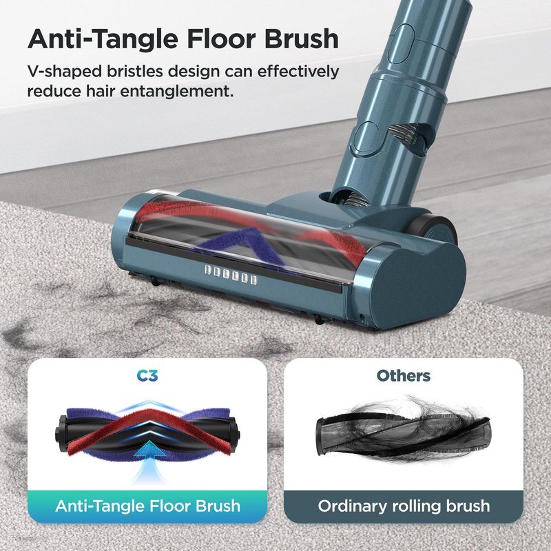 Cordless Vacuum Cleaner,33KPA/400W Powerful Stick Vacuum with Auto Suction Mode,Max 50Mins Runtime,LED Display,Rechargeable&Anti-Tangle,Lightweight Vacuum Cleaners for Home/Pet Hair/Carpets/Hard Floor