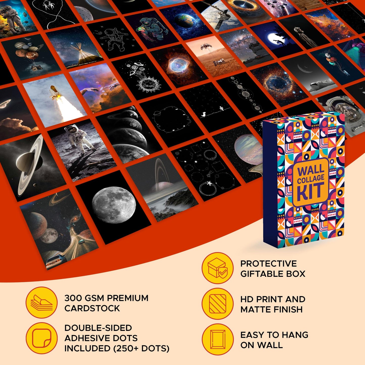 CodersParadise 54 PCS Astronomy Wall Collage Poster Kit, Outer Space Moonlight Aesthetic Room Decor 4x6 Photo Collection for Bedroom, Teen Boy Girl Dorm Room Decor