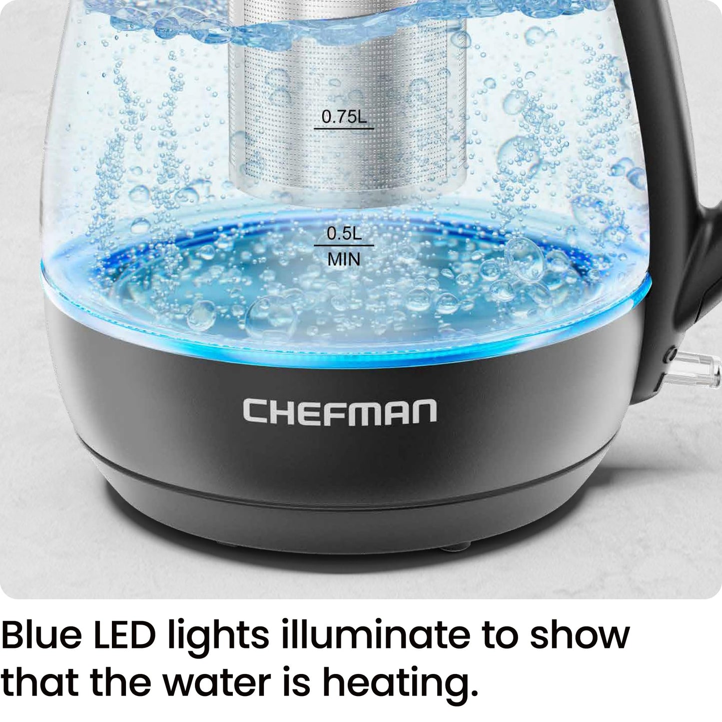 Chefman Electric Kettle with Tea Infuser, Compact 1L (4 Cups), 1500W, Removable Lid for Easy Cleaning, Boil-Dry Protection, Stainless Steel Filter, BPA Free, Auto Shut Off, Small Electric Tea Kettle