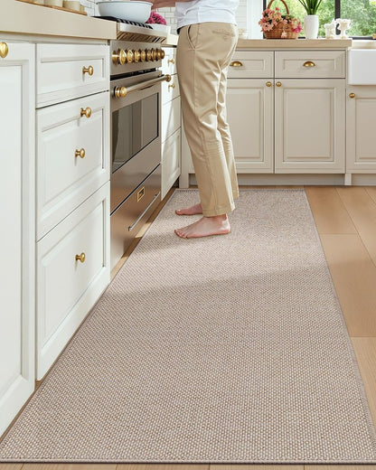 Color&Geometry Kitchen Rugs and Mats Non Slip Washable, Absorbent,Woven Kitchen Runner Rug Easy to Clean Kitchen Floor Mats for in Front of Sink, Laundry Room, Hallway,24"x83", Beige