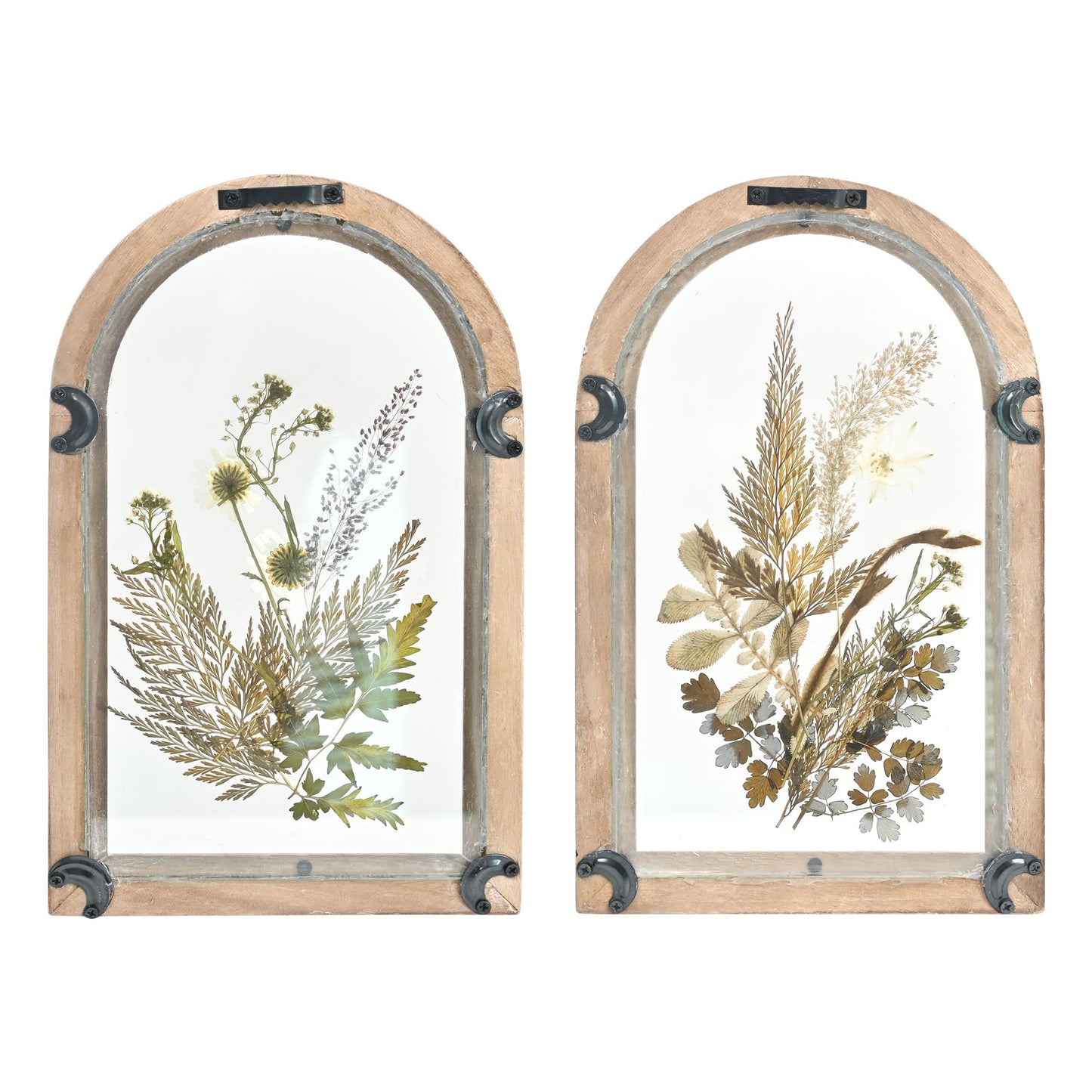 Z&Z ornamentorum Glass Pressed Flower Wood Frame, Set of 2, Flower Botanical Wall Art with Plant for Bedroom Restroom Kitchen Decoration Wall Art