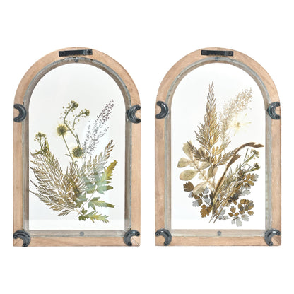 Z&Z ornamentorum Glass Pressed Flower Wood Frame, Set of 2, Flower Botanical Wall Art with Plant for Bedroom Restroom Kitchen Decoration Wall Art