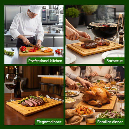 BH&DT Cutting Board Set, Bamboo Cutting Boards for Kitchen with Juice Groove,Multipurpose Board for Food Prep and Serving meat cutting board,cutting,boardgift set,wood board,bamboo cutting board set.