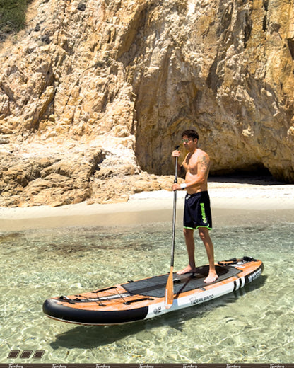 TIGERXBANG Inflatable Paddle Board 10'8", Extra Wide, Upgraded Seat, Accessory Mount & Fishing Rod Holder, Premium Accessories for Leisure Paddling & Fishing