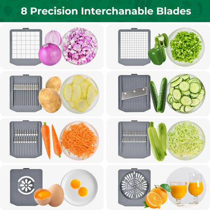 SUSTEAS Vegetable Chopper Mandoline Slicer,6 Blade Pro Food Chopper, Onion Potato Dicer, Veggie Cutter for Salad, Carrot, Cucumber Home Kitchen Gadgets Accessories Essentials(10 in 1, Grayish White)