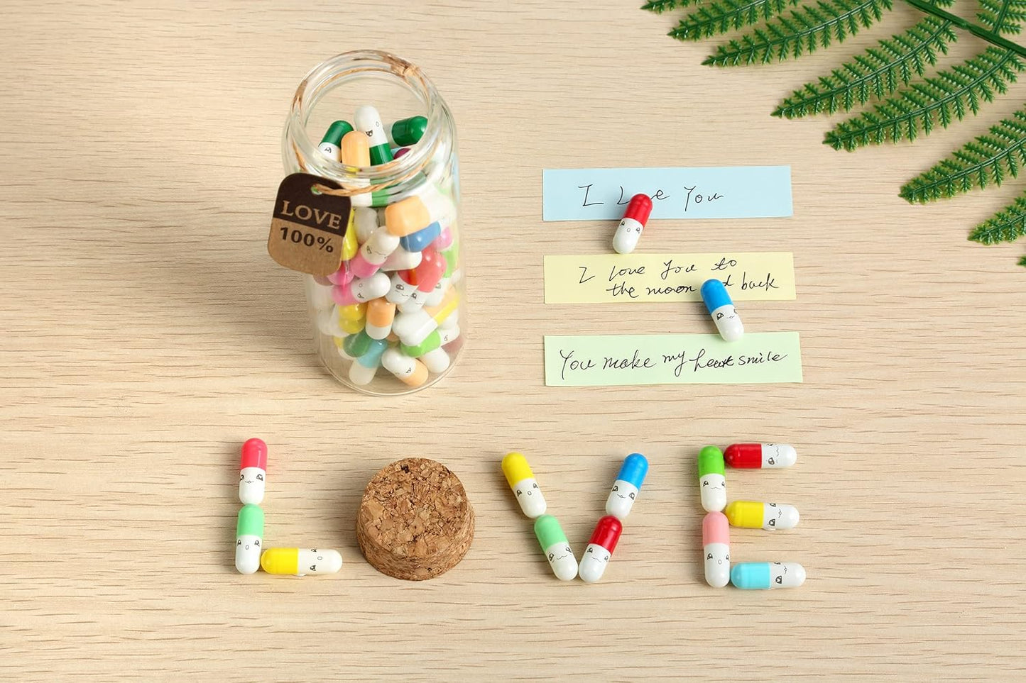 101PCS Cute Capsule Message Love Letters in Wish Bottle, Lover Gift for Anniversary, Valentines, Long Distance
