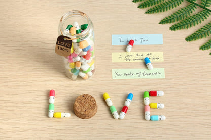 101PCS Cute Capsule Message Love Letters in Wish Bottle, Lover Gift for Anniversary, Valentines, Long Distance