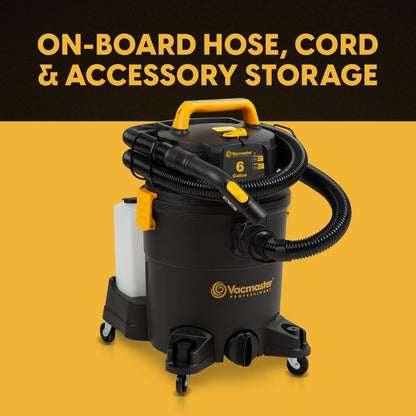 Vacmaster VK609PFR 0201 6 Gallon 5.5 Peak HP 3-in-1 Wet/Dry/Upholstery Shampoo Vacuum Cleaner