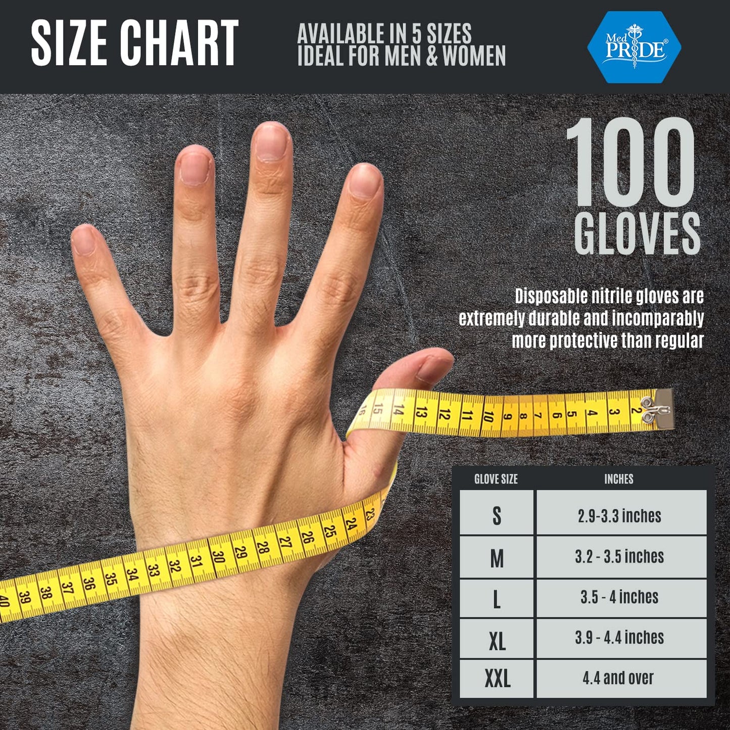 MED PRIDE Maxx Strength Nitrile Industrial 8 Mil Thick 100 Gloves/Large - Diamond Texture Disposable Safety- Heavy-Duty, Tear-Resistant Mechanic Automotive Food Handling Gloves- Orange