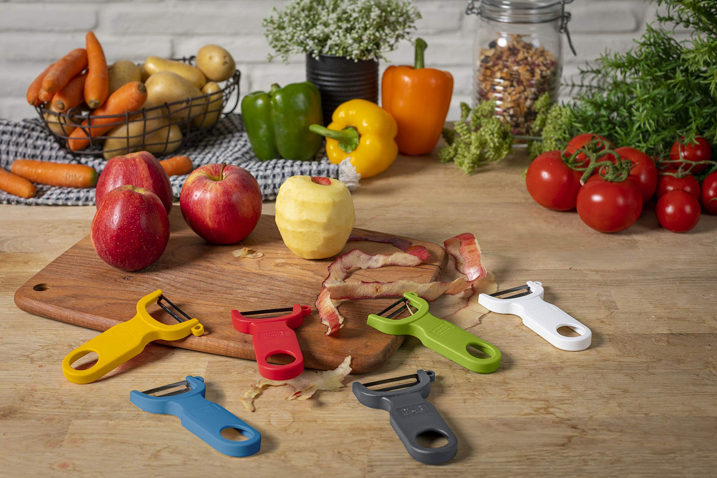 Kuhn Rikon Original Swiss Translucent Peeler Set, 4-Inch, Red/Green/Yellow