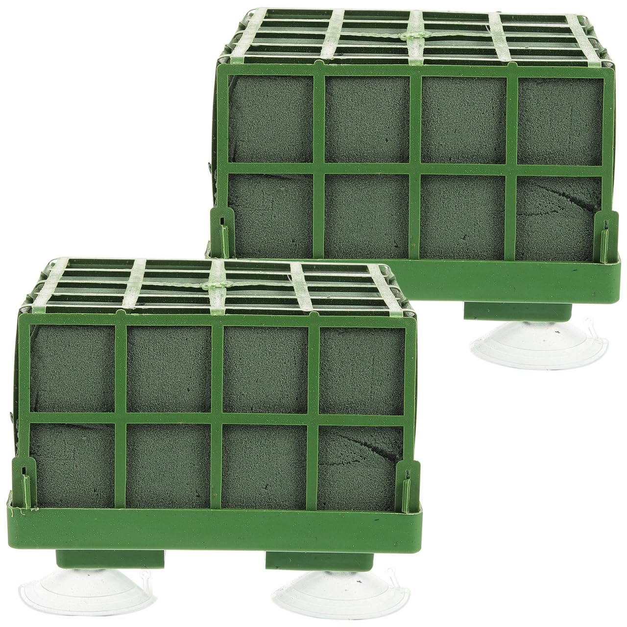 TOPPERFUN 2 PCS Floral Foam Cage, Flower Foam Holder with Suction Cups, Wet Floral Block for Wedding Car Decoration, Foa·m Cage for Flower Arrangements and DIY Bridal Bouquet, 4.32 x 4.32 x 3.54 in