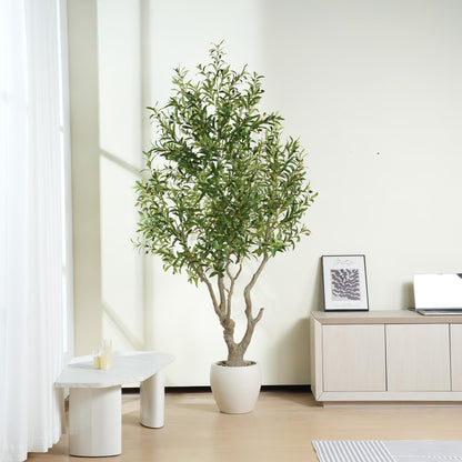 7.9 Feet Artificial Olive Tree with Lush Leafy Foliage in Large Decoration Planter Faux Fake Plants for Home Office Decor Suitable for Indoor Outdoor Use