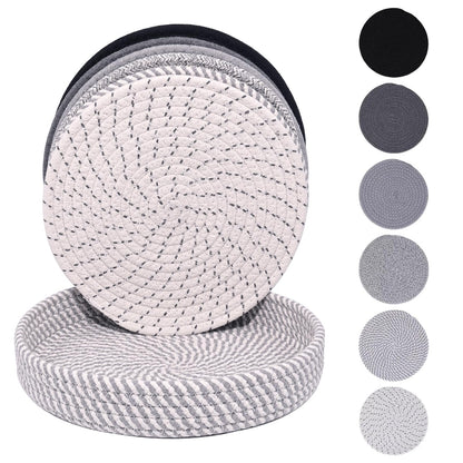 JIngJIALii 10 Inch Trivets for Hot Dishes, 6 Pack Hot Pads with Storage Basket for Pots and Pans, Hot Plate Mat for Kitchen Countertops, Kitchen Gift for New Home