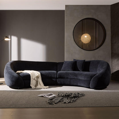 KEIKI 126" Curved Oversized Boucle Sectional Sofa with Love Heart Design, Modern 5-Seater Polyester Couch with 2 Decorative Pillows and Rolled Arms, Easy Assembly, for Apartment, Living Room, Black