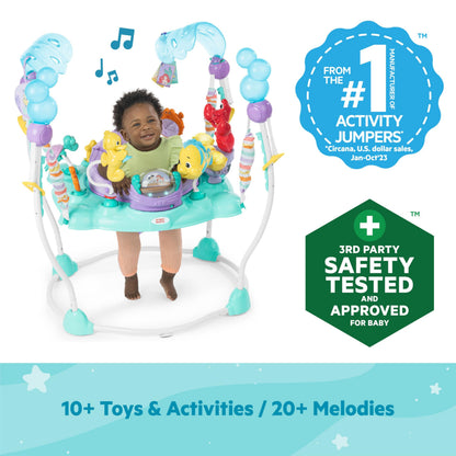 Bright Starts Disney The Little Mermaid Sea of Activities Baby Activity Jumper with Interactive Toys, Lights & Music with Disney Princess Ariel, 6-12 Months (Blue)