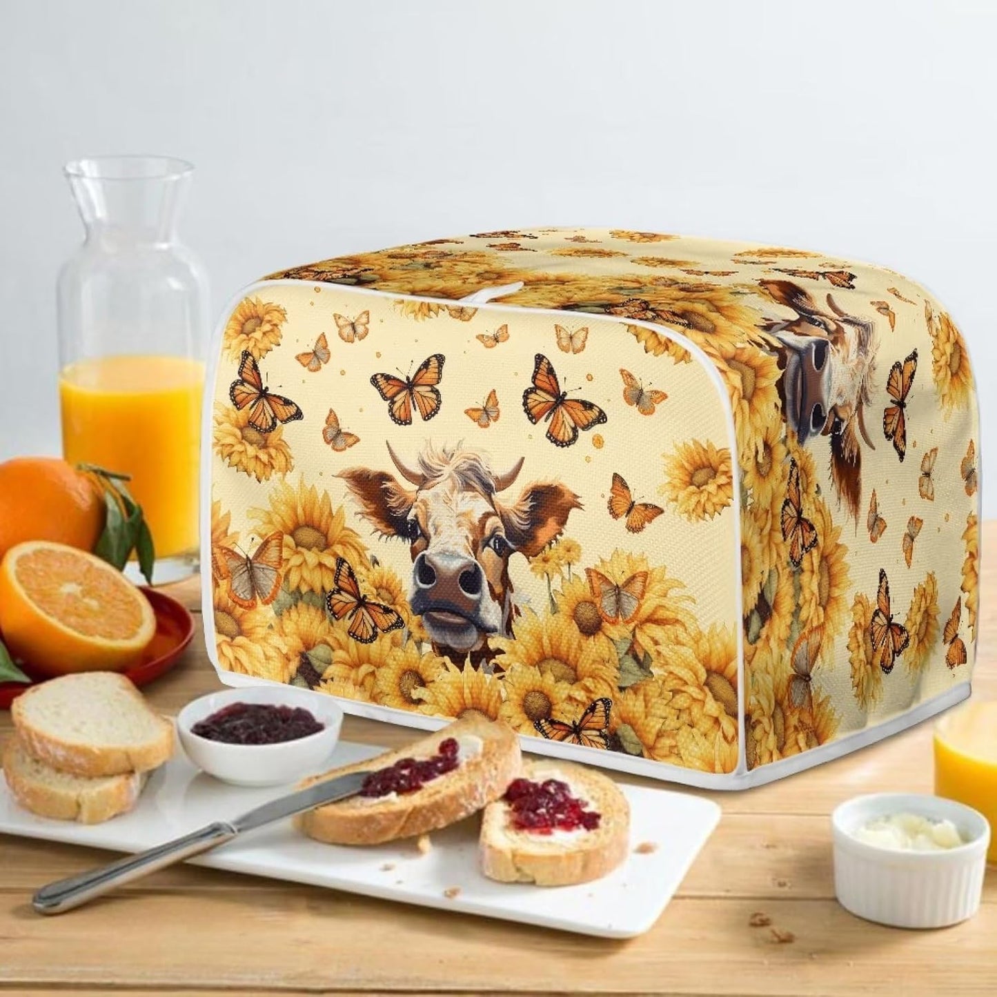 Sunflower Butterfly Printed Toaster Cover, Anti-Dust and Fingerprint, Decorative Kitchen Small Appliance Cover