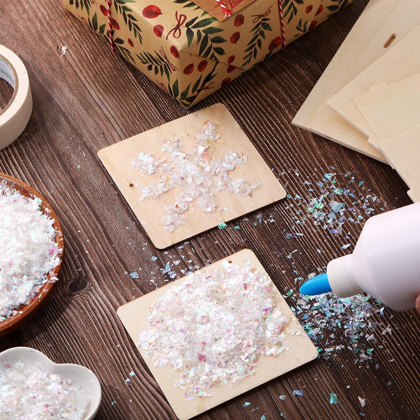 160g Containlol Sparkle Holographic Confetti Iridescent Confetti Winter Radium Color Metallic Foil Decor Bag