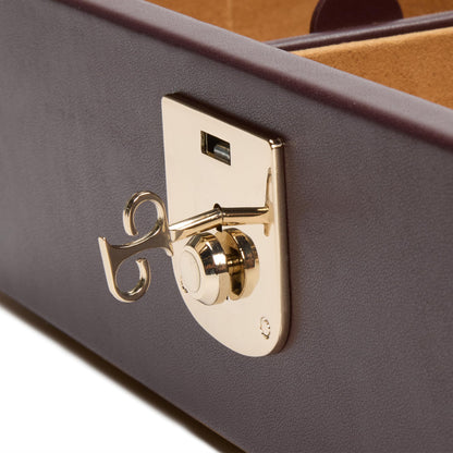 WOLF Philipp Watch and Jewelry Lifestyle Box, Chestnut - Watch Cuff, Cufflink/Ring Tray, Stationery Storage - Ultra-Suede LusterLoc Lining