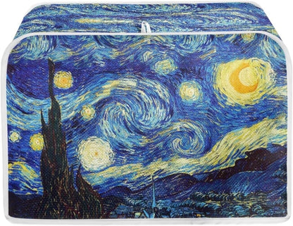 ZFRXIGN Starry Night Toaster Cover for 4 Slice Small Appliance, Washable Blue Dust Cover with Top Handle