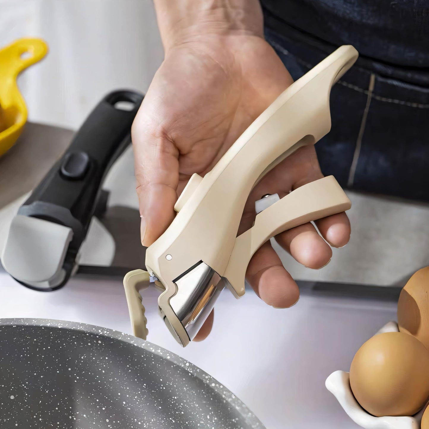 2PCS Removable Pot Handle Wood, 7.5" Detachable Handle for Pots and Pans, Durable & Heat-Resistant Universal Cookware Handle Replacement (Cream White)