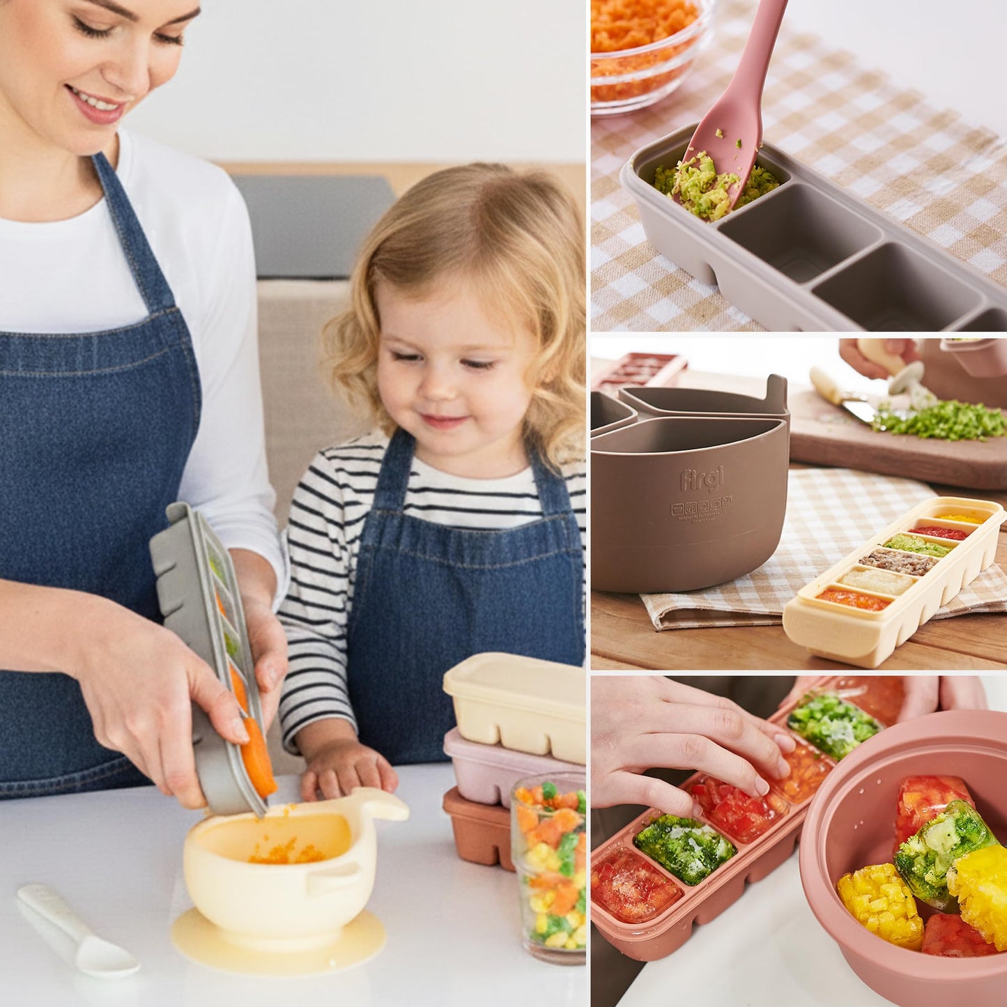 Firgi 1 oz/6 Sections Silicone Ice Cube Freezer Tray with Lid, 100% Food-Grade Platinum Silicone,Leak Resistance & Dishwasher Safe for Baby Food Prep,Breast Milk,Purees - Korean Made, Indie Pink