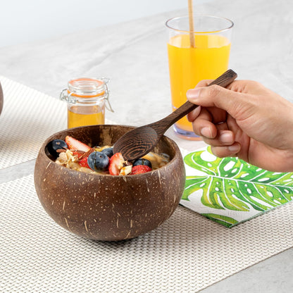 Restaurantware Coco Casa 21 Ounce Coconut Bowl, Reusable Handcrafted Bowl for Smoothies and Salads